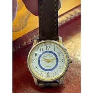 Women's 25mm Gold Tone Paris Sport Club Watch, Brown Band